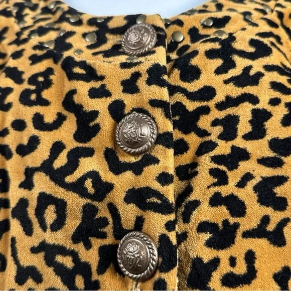 NWT Monroe & Main Leopard Animal Print Cute Button Studded Coat Gold Black Large - Picture 4 of 9